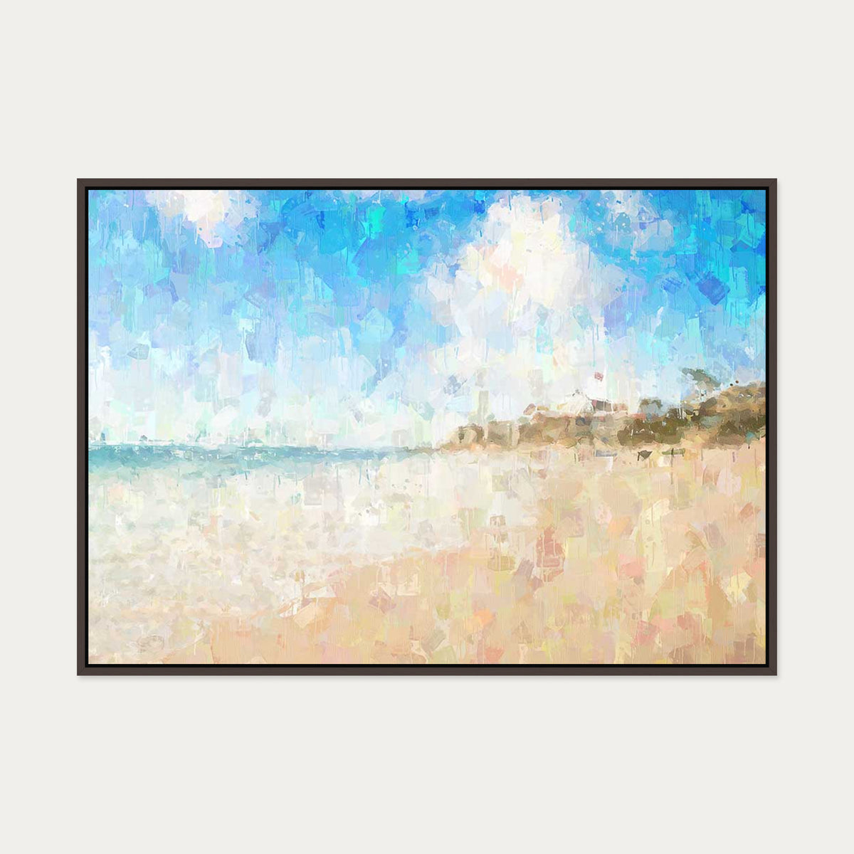 Coastal Bliss Canvas Art — 70 x 100 cm — Brown Frame