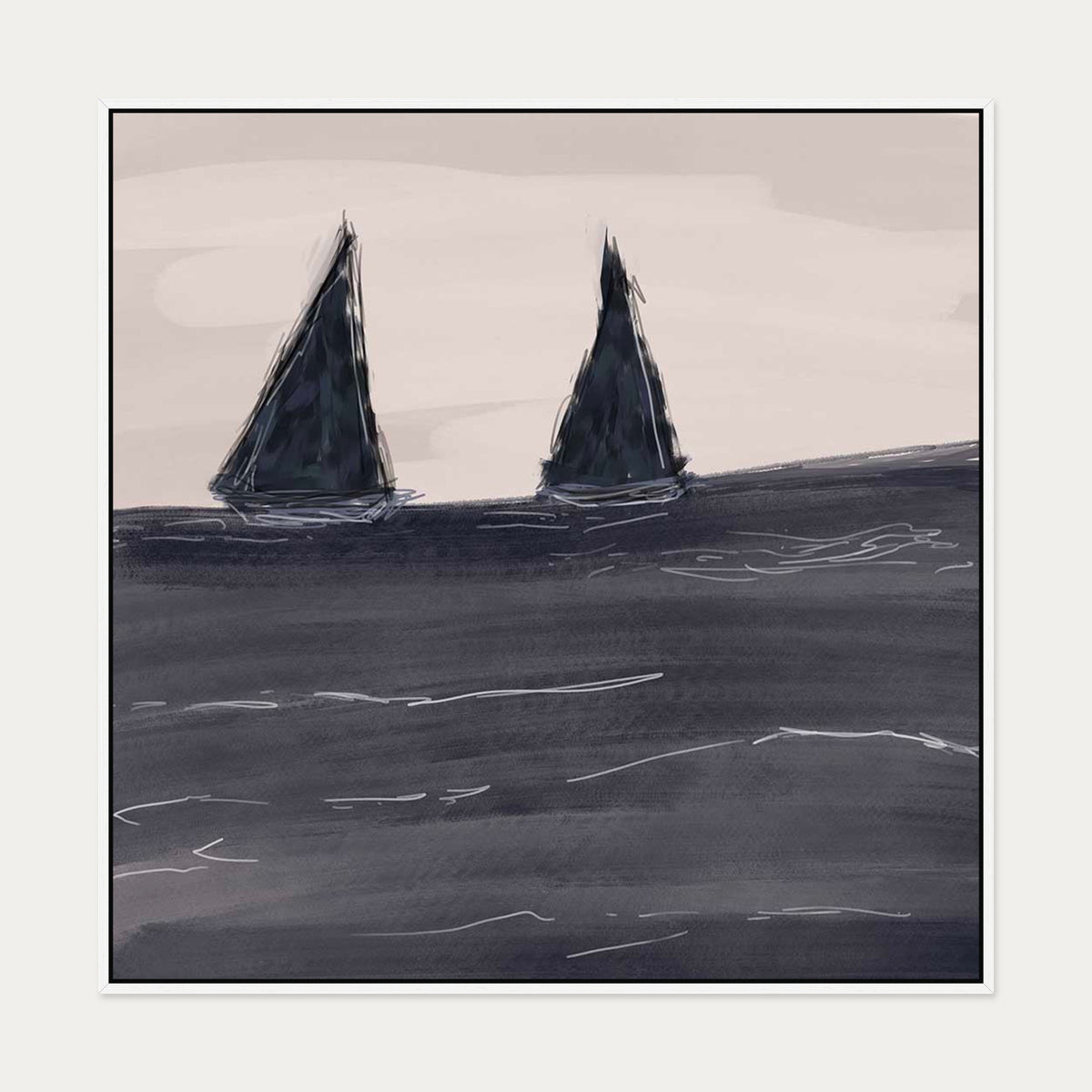 Coasting Canvas Art — 100 x 100 cm — White Frame