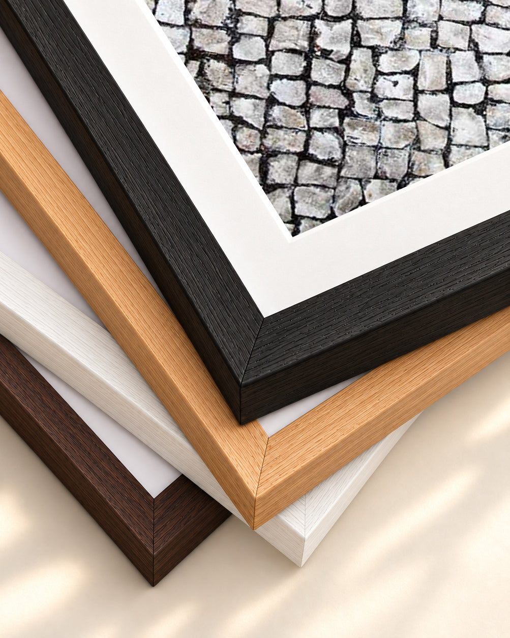 Cobalt Pavement Wall Art Print — framed print corner with 5 cm mount and bevel