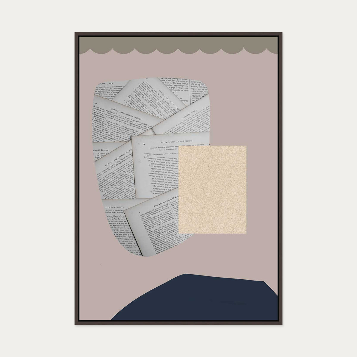Collage Design Canvas Art — 70 x 100 cm — Brown Frame
