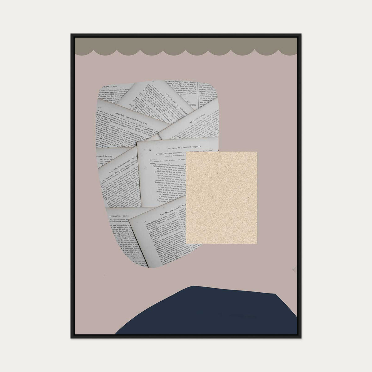 Collage Design Canvas Art — 90 x 120 cm — Black Frame