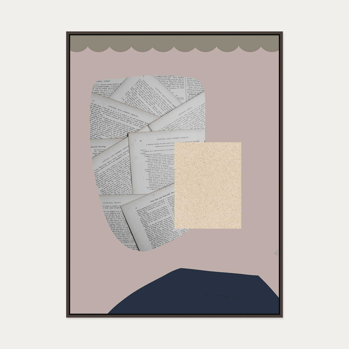 Collage Design Canvas Art — 90 x 120 cm — Brown Frame