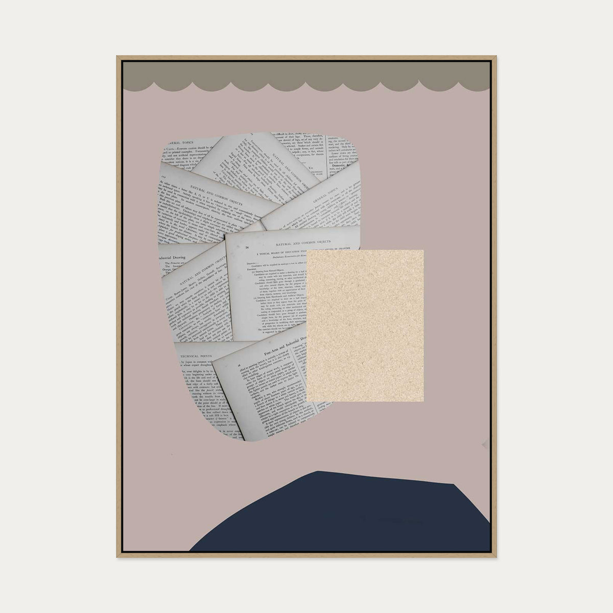 Collage Design Canvas Art — 90 x 120 cm — Oak Frame