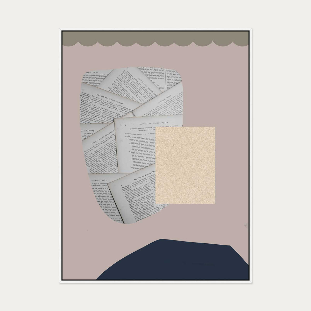 Collage Design Canvas Art — 90 x 120 cm — White Frame