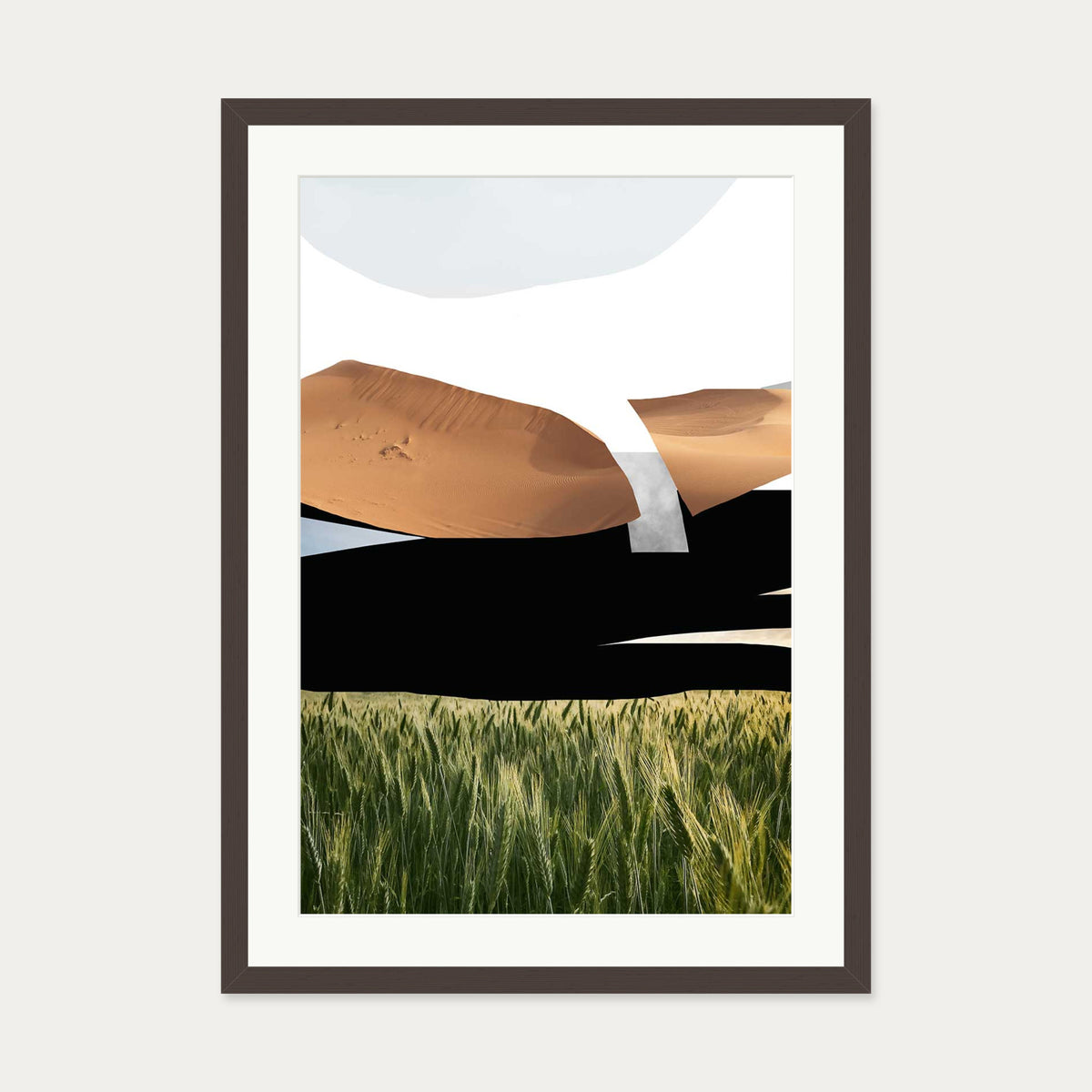 Collage Landscape Art Print — 50 x 70 cm — Brown Frame