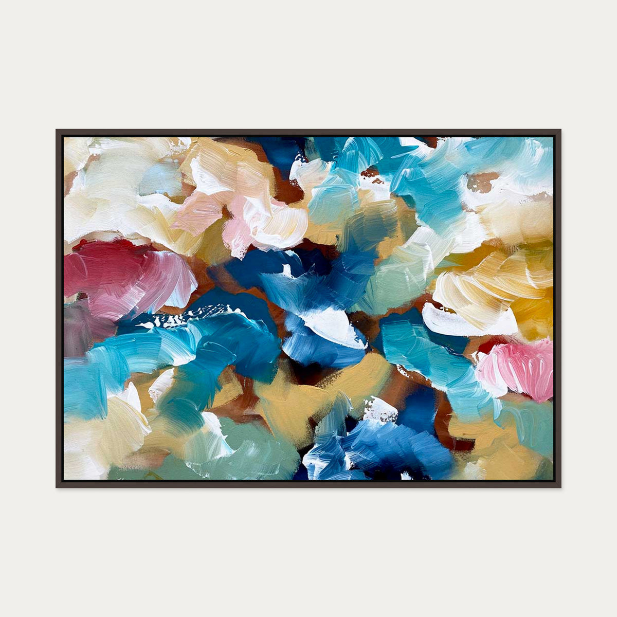 Colliding Colours Canvas Art Art — 70 x 100 cm — Brown Frame