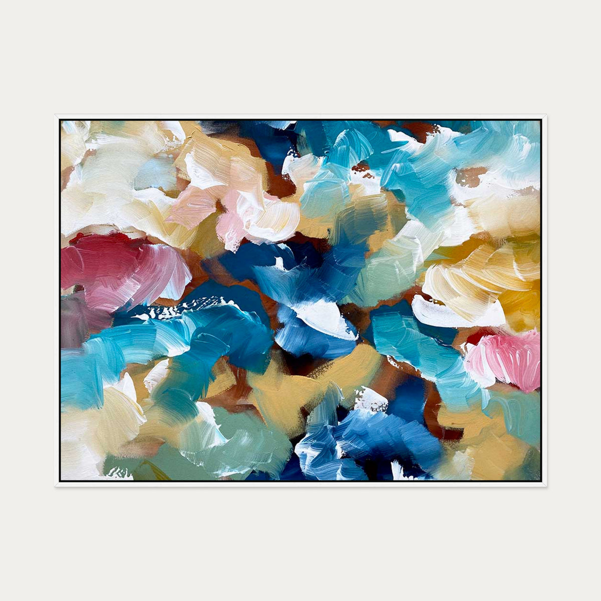 Colliding Colours Canvas Art Art — 90 x 120 cm — White Frame