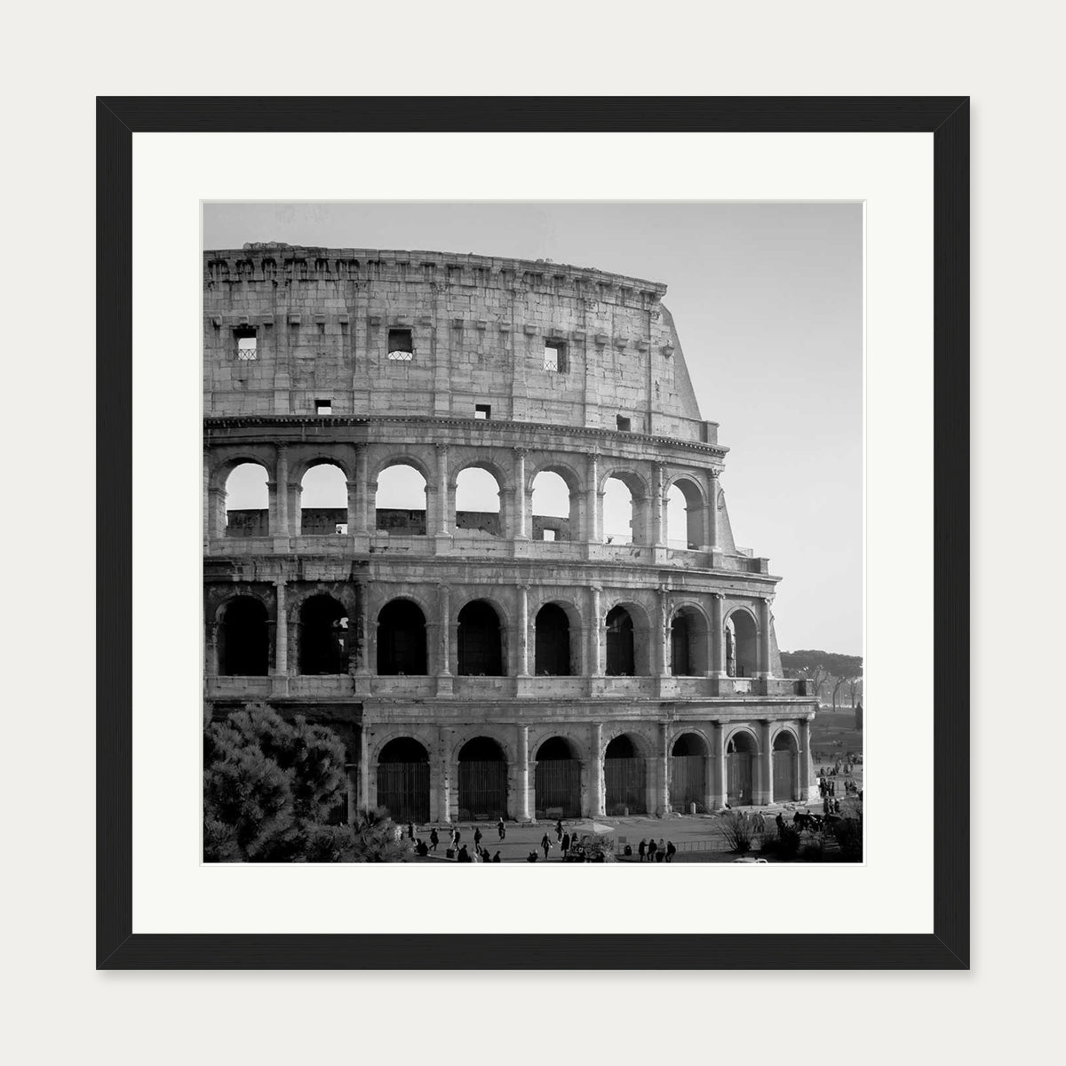 Colosseum Monochrome Framed Art Print — 50 x 50 cm — Black Frame