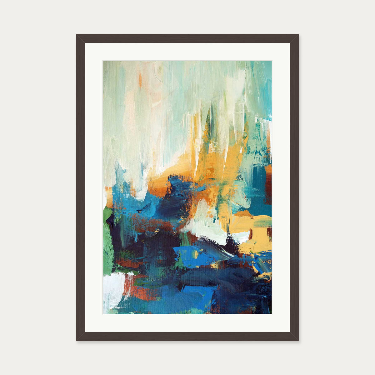 Colour Block 5 Art Print — 50 x 70 cm — Brown Frame