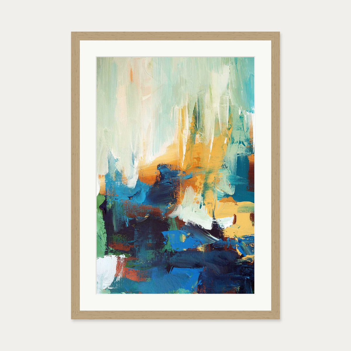 Colour Block 5 Art Print — 50 x 70 cm — Oak Frame
