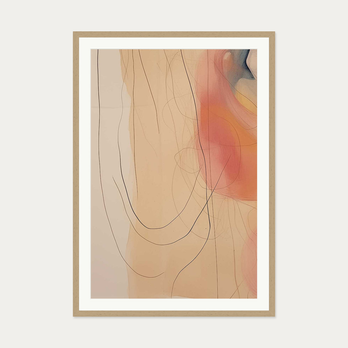 Colour Flow Art Print — 70 x 100 cm — Oak Frame