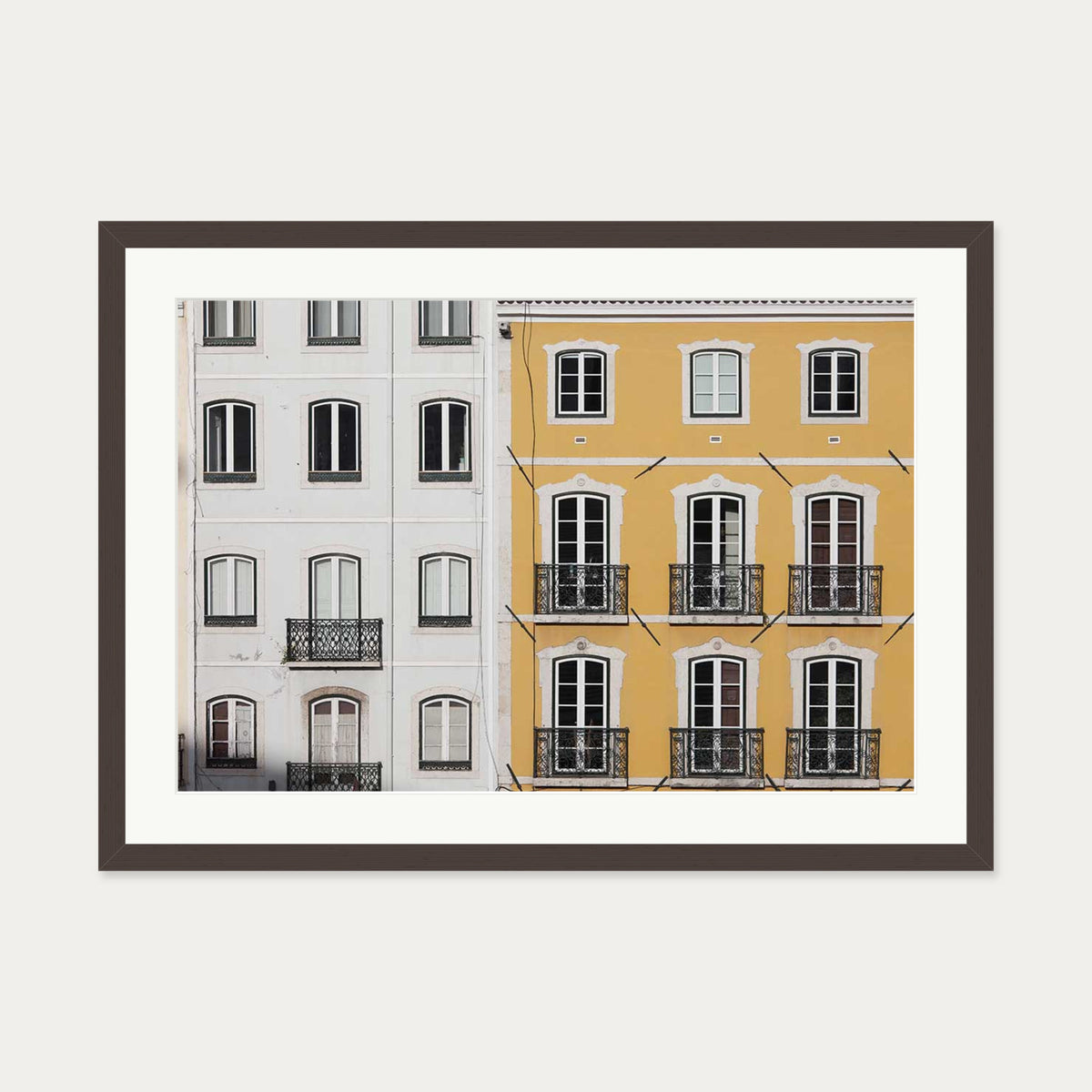 Colourful Dutch Houses On The River Poster — 50 x 70 cm — Brown Frame