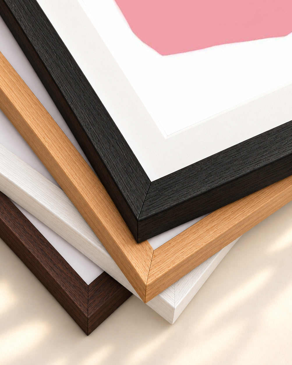 Colourful Shapes Art Print — framed print corner with 5 cm mount and bevel