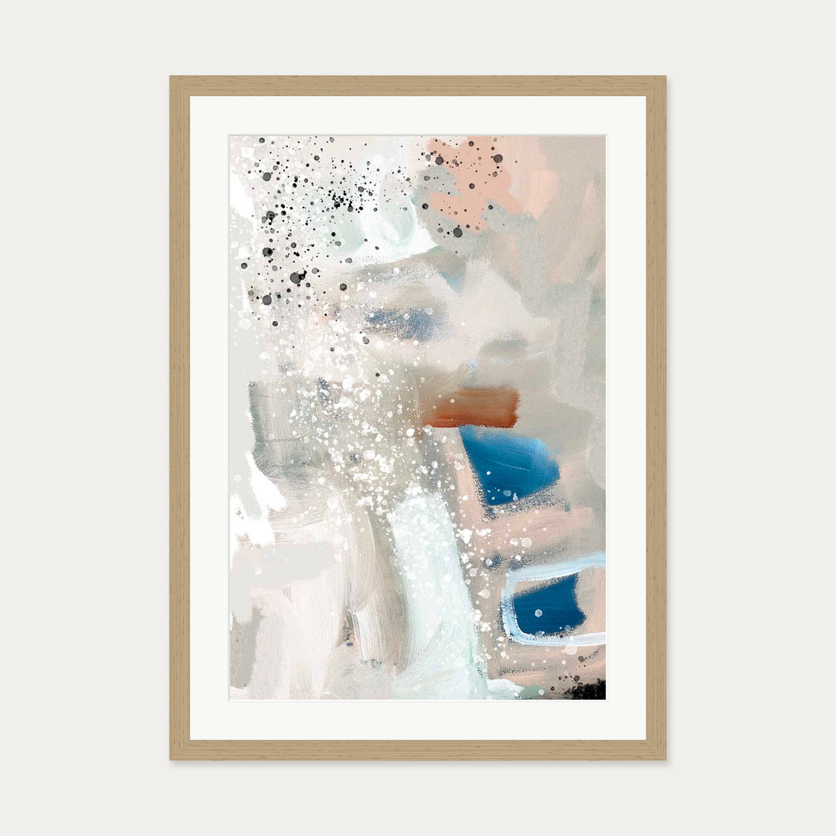 Contemporary Beige Art Print — 50 x 70 cm — Oak Frame