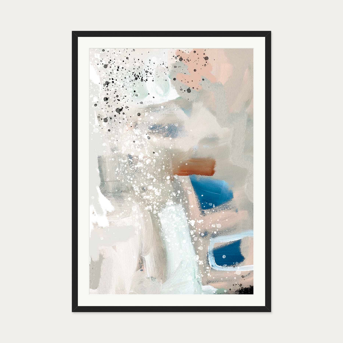 Contemporary Beige Art Print — 70 x 100 cm — Black Frame