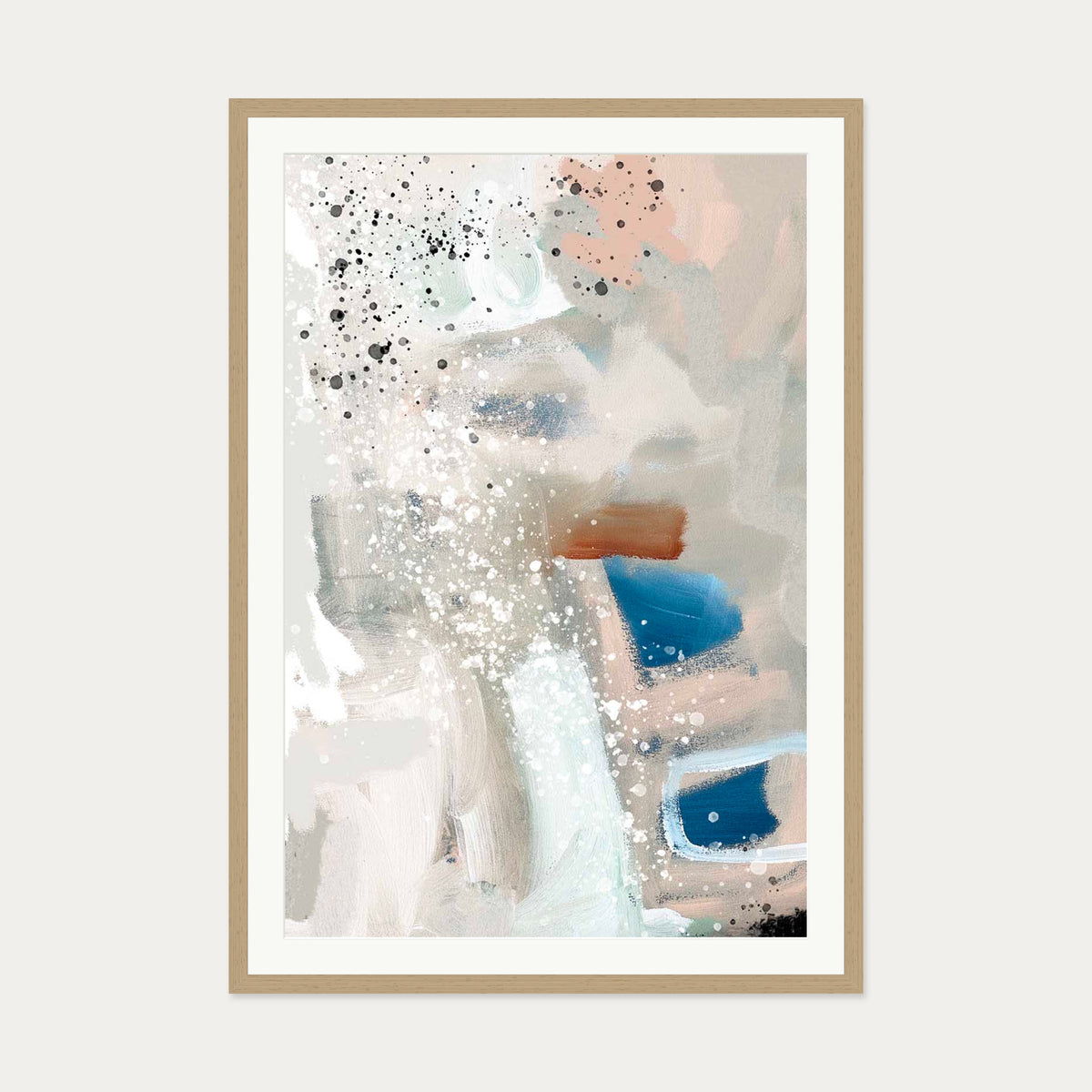 Contemporary Beige Art Print — 70 x 100 cm — Oak Frame