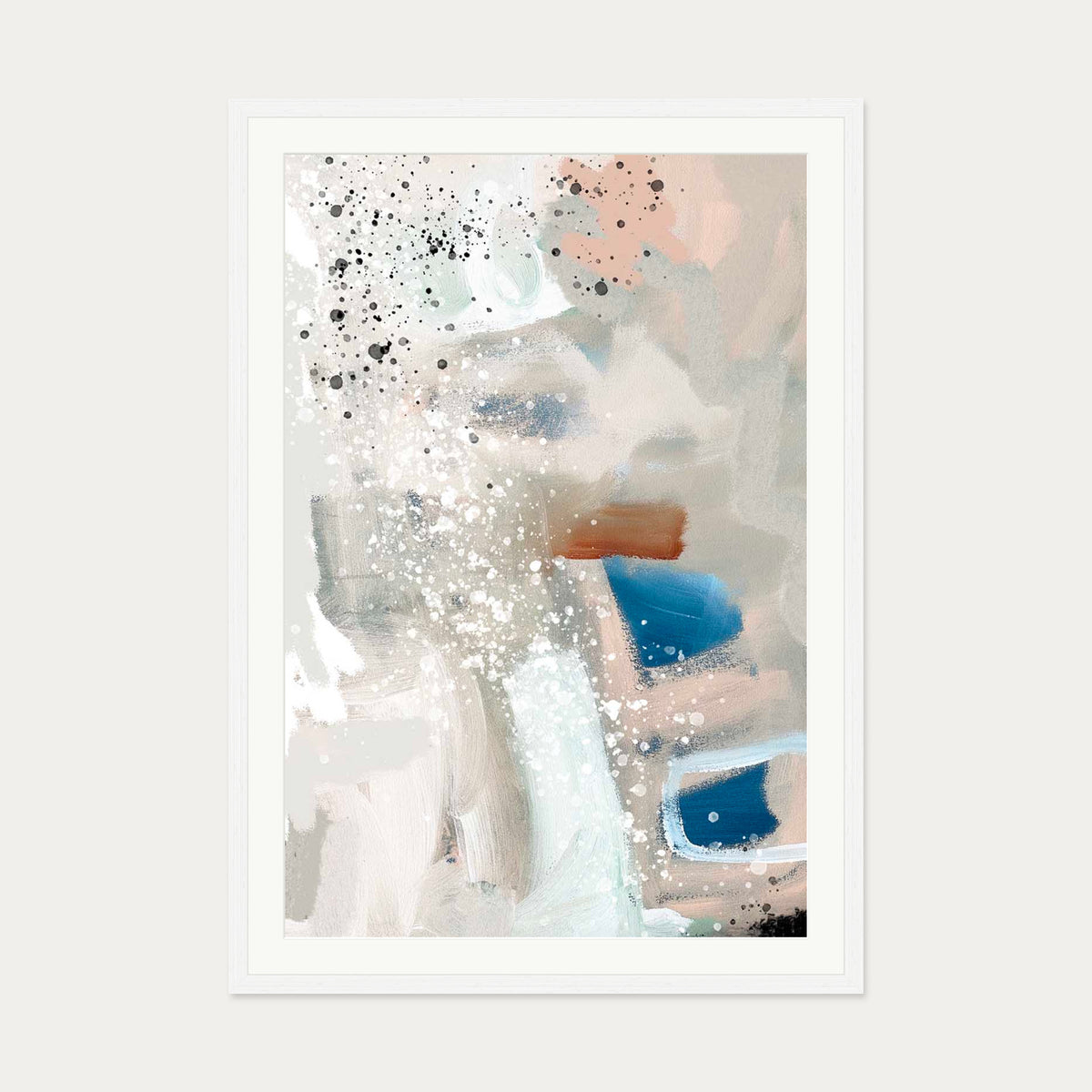 Contemporary Beige Art Print — 70 x 100 cm — White Frame