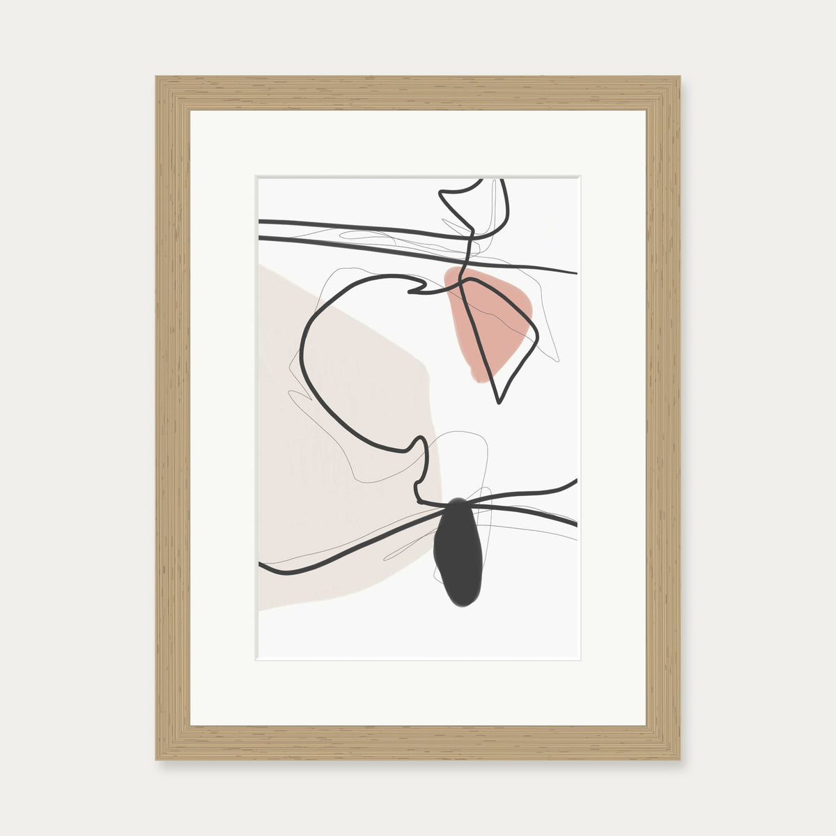 Contemporary Drawing Art Print — 30 x 40 cm — Oak Frame