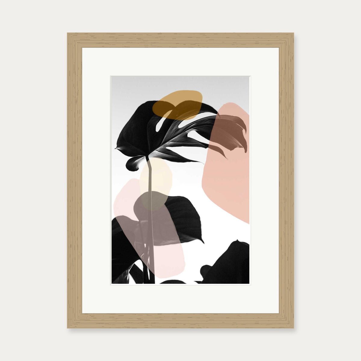 Contemporary Monstera Leaf Art Print — 30 x 40 cm — Oak Frame