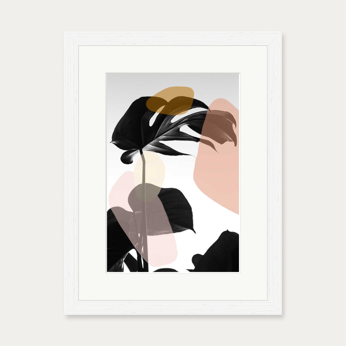 Contemporary Monstera Leaf Art Print — 30 x 40 cm — White Frame