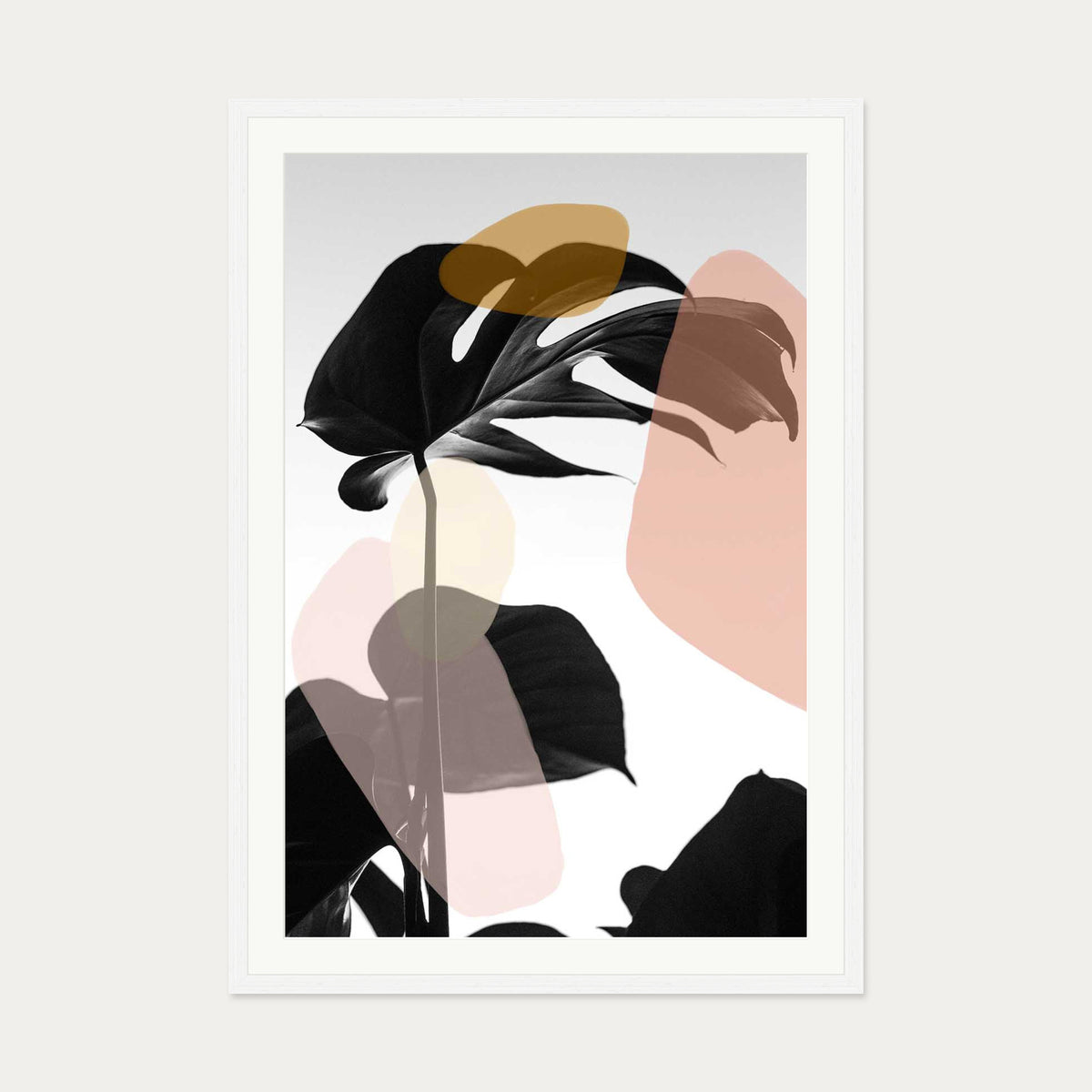 Contemporary Monstera Leaf Art Print — 70 x 100 cm — White Frame