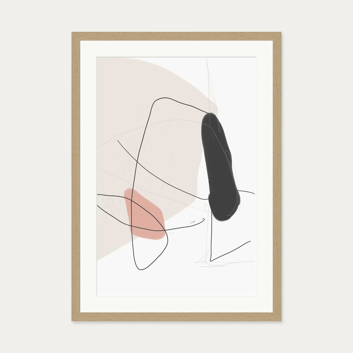 Contemporary Shapes Art Print — 50 x 70 cm — Oak Frame