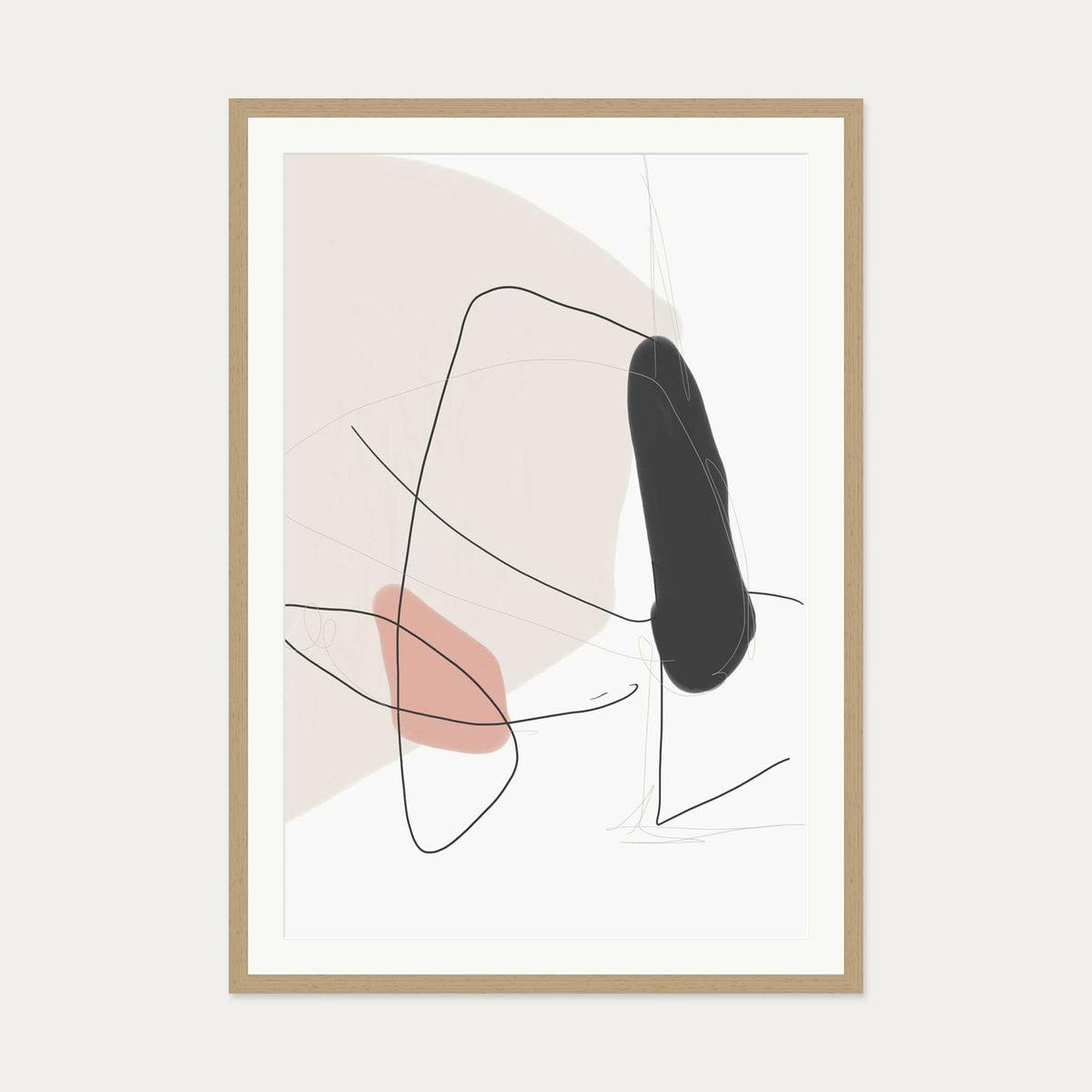 Contemporary Shapes Art Print — 70 x 100 cm — Oak Frame