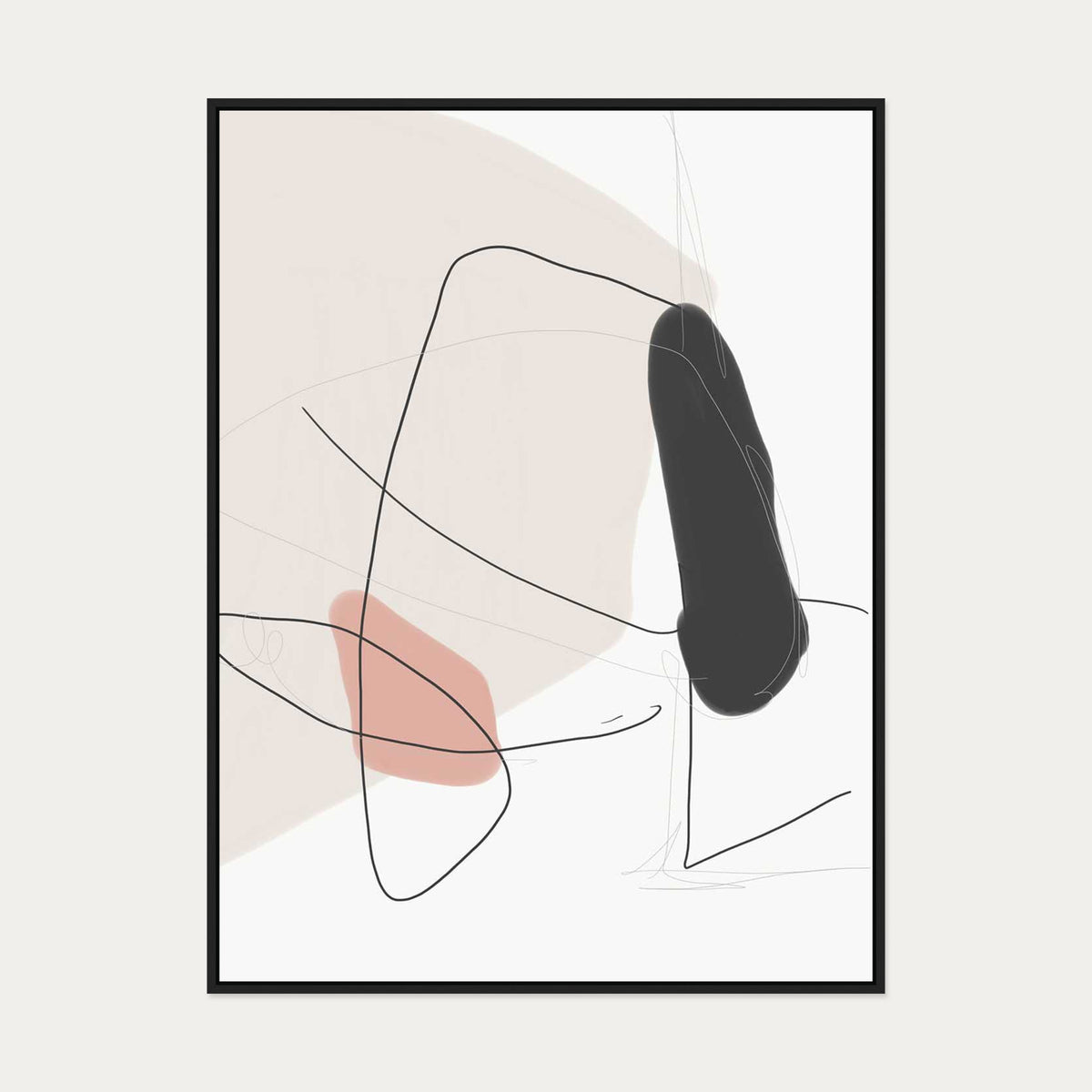 Contemporary Shapes Canvas Art — 90 x 120 cm — Black Frame