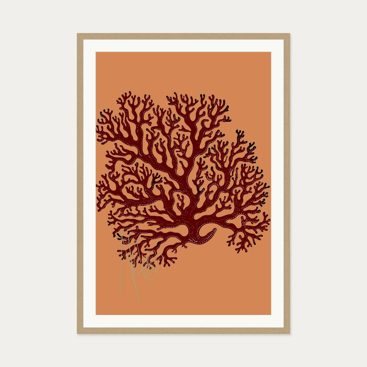 Coral Illusions Art Print — 70 x 100 cm — Oak Frame