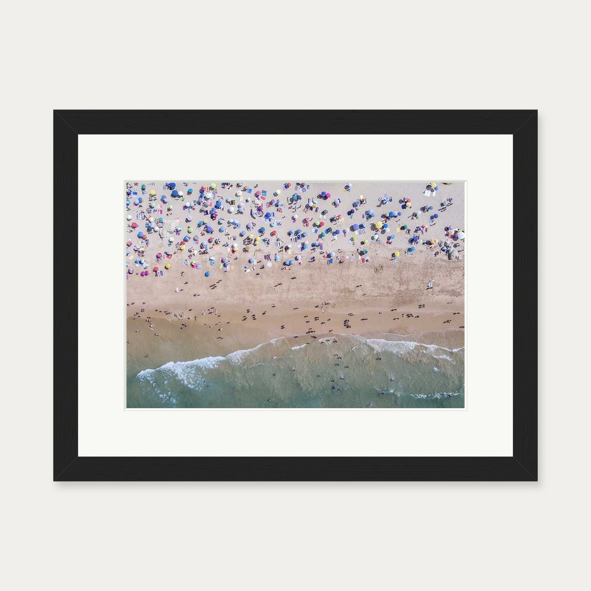 Crowded Beach Wall Art Print — 30 x 40 cm — Black Frame