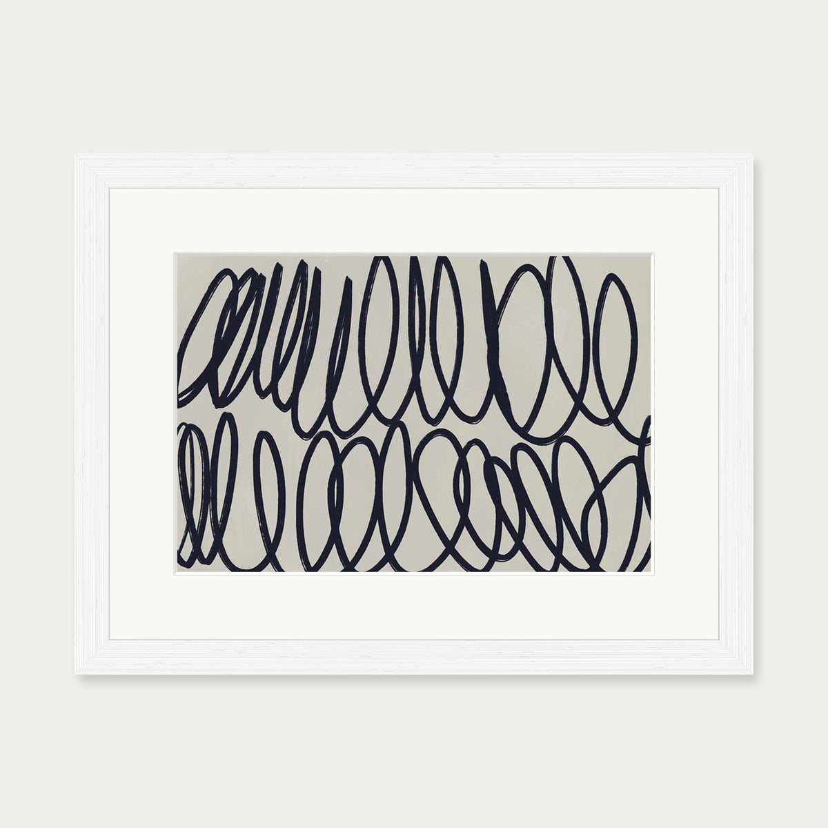 Curved Black Lines II Art Print — 30 x 40 cm — White Frame