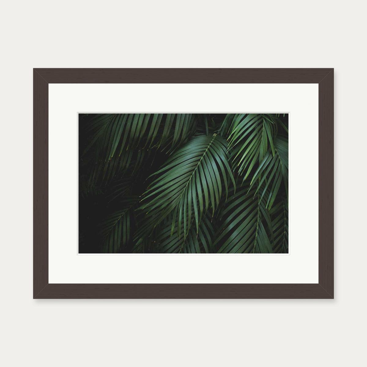 Dark Green Botanical Wall Art Print — 30 x 40 cm — Brown Frame