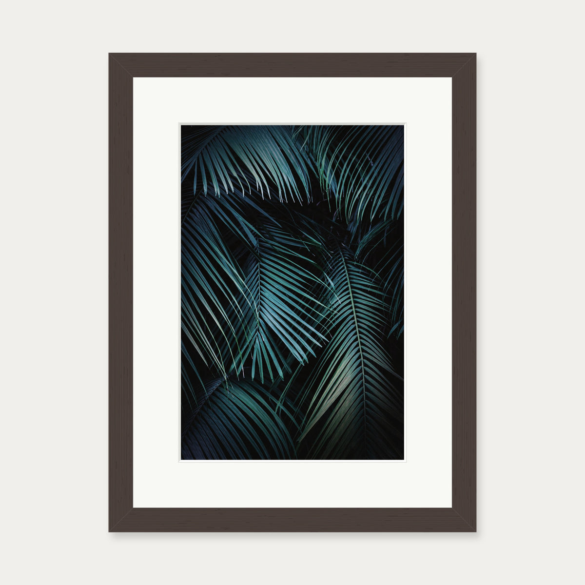 Dark Green Botanical Wall Art Print — 30 x 40 cm — Brown Frame