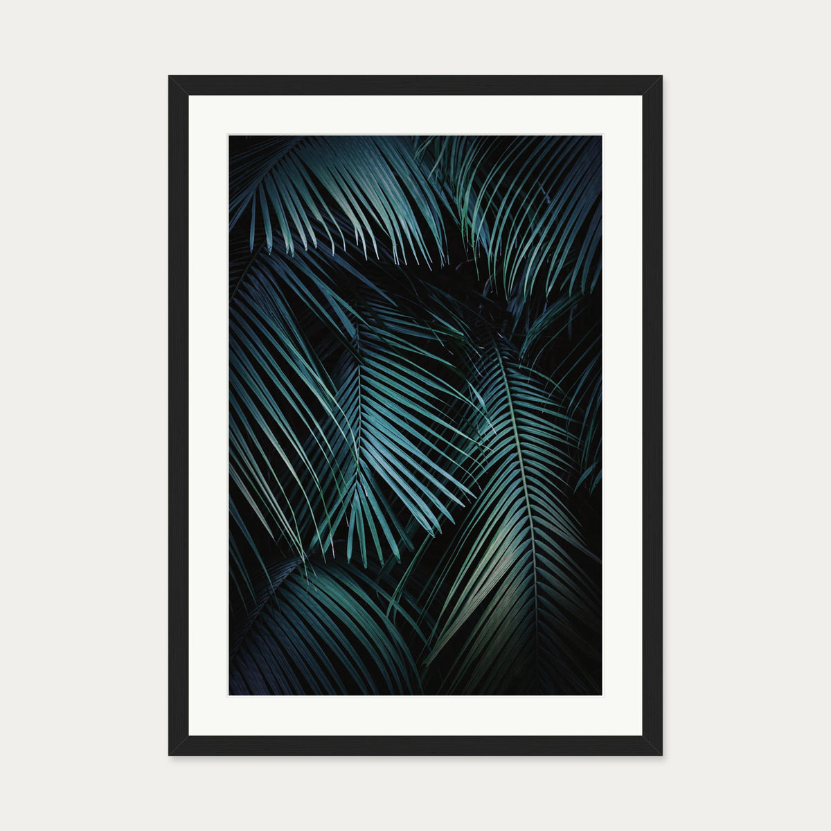 Dark Green Botanical Wall Art Print — 50 x 70 cm — Black Frame