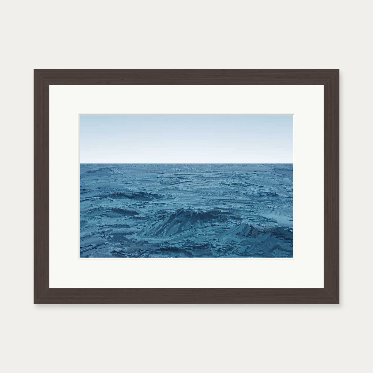 Deep Blue Sea Art Print — 30 x 40 cm — Brown Frame