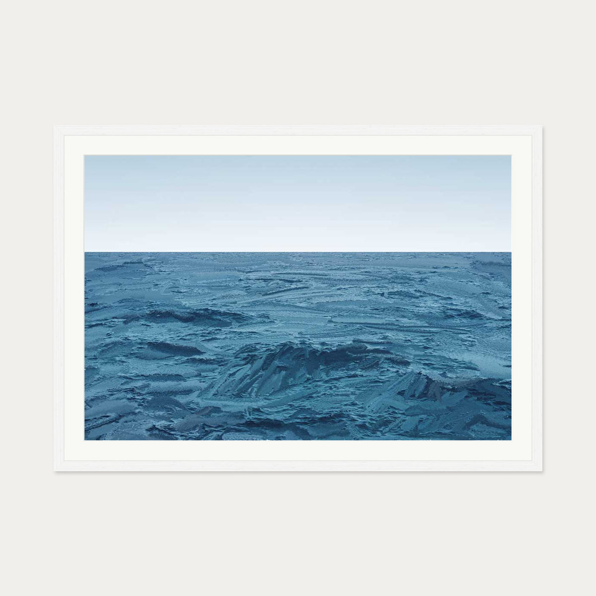 Deep Blue Sea Art Print — 70 x 100 cm — White Frame