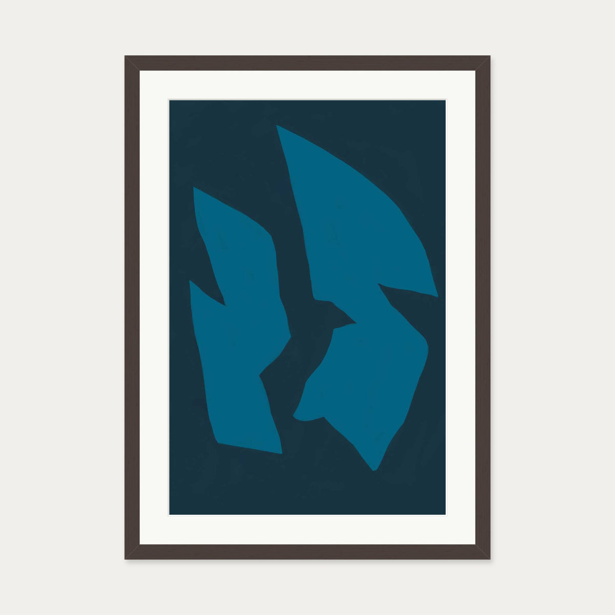 Deep Navy Art Print — 50 x 70 cm — Brown Frame