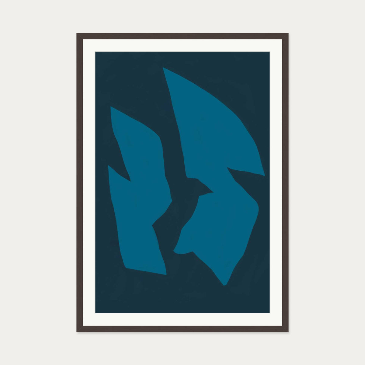 Deep Navy Art Print — 70 x 100 cm — Brown Frame
