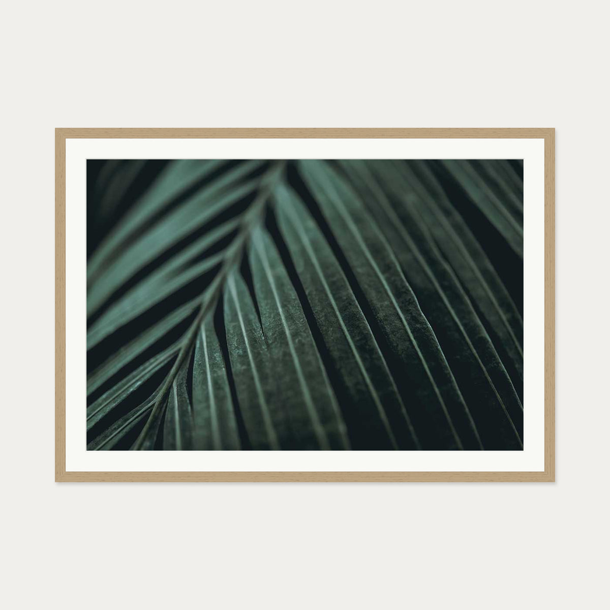 Delicate Leaf Wall Art Print — 70 x 100 cm — Oak Frame
