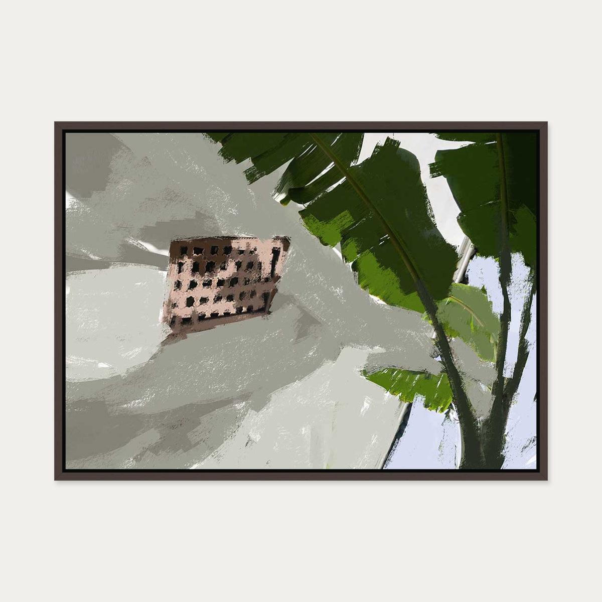 Desert Palm Oasis Canvas Art — 50 x 70 cm — Brown Frame