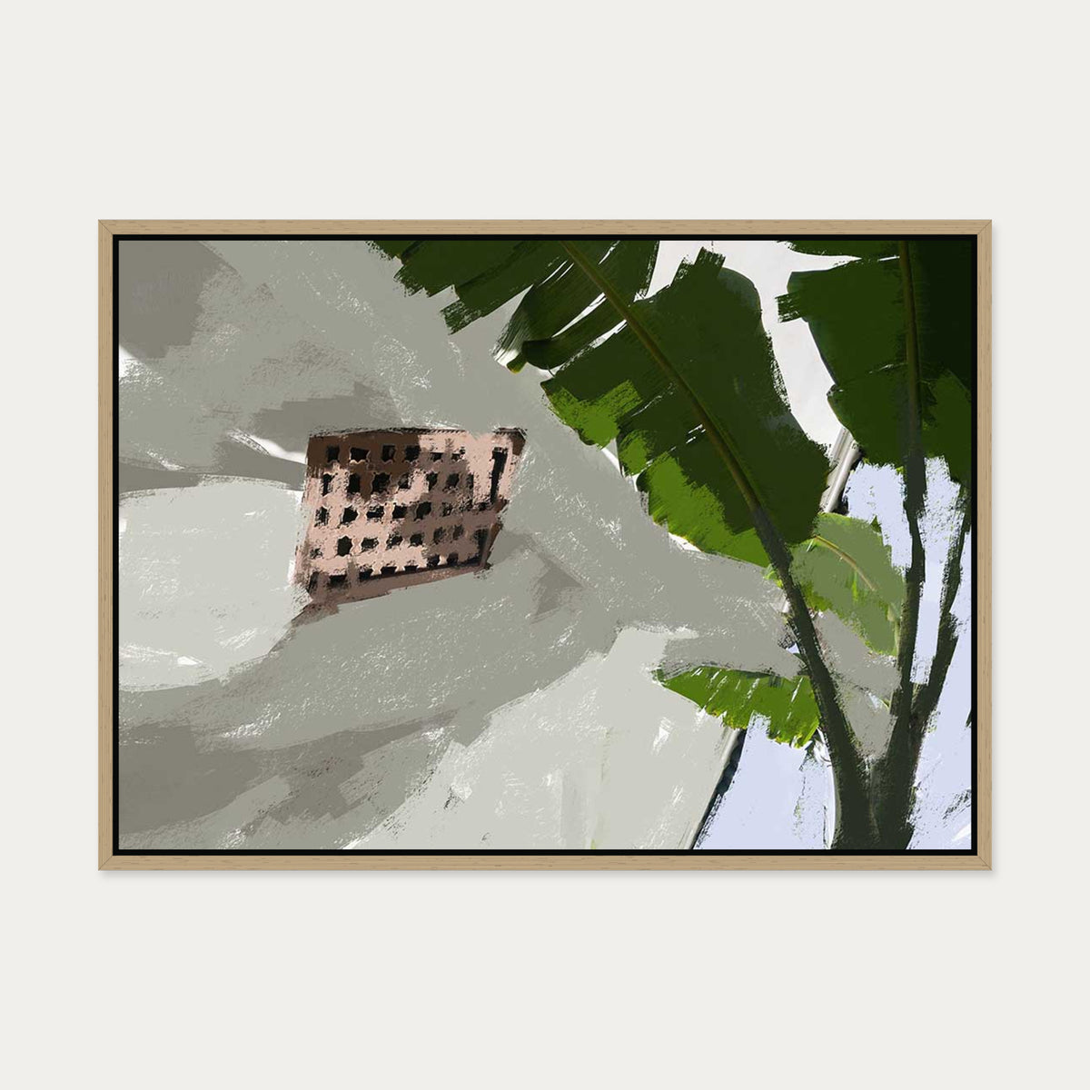 Desert Palm Oasis Canvas Art — 50 x 70 cm — Oak Frame