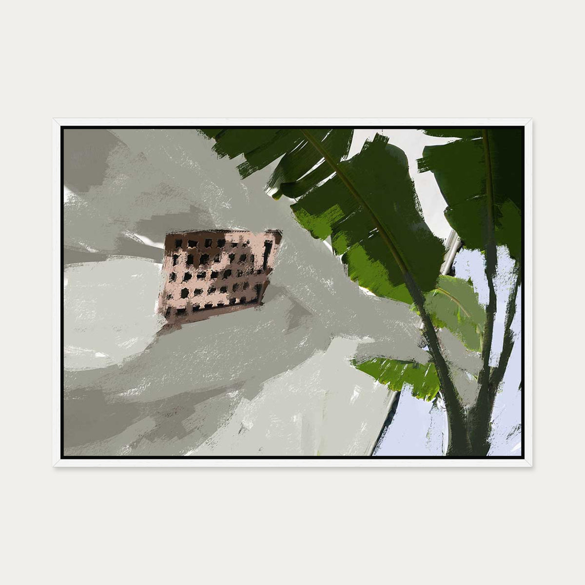 Desert Palm Oasis Canvas Art — 50 x 70 cm — White Frame