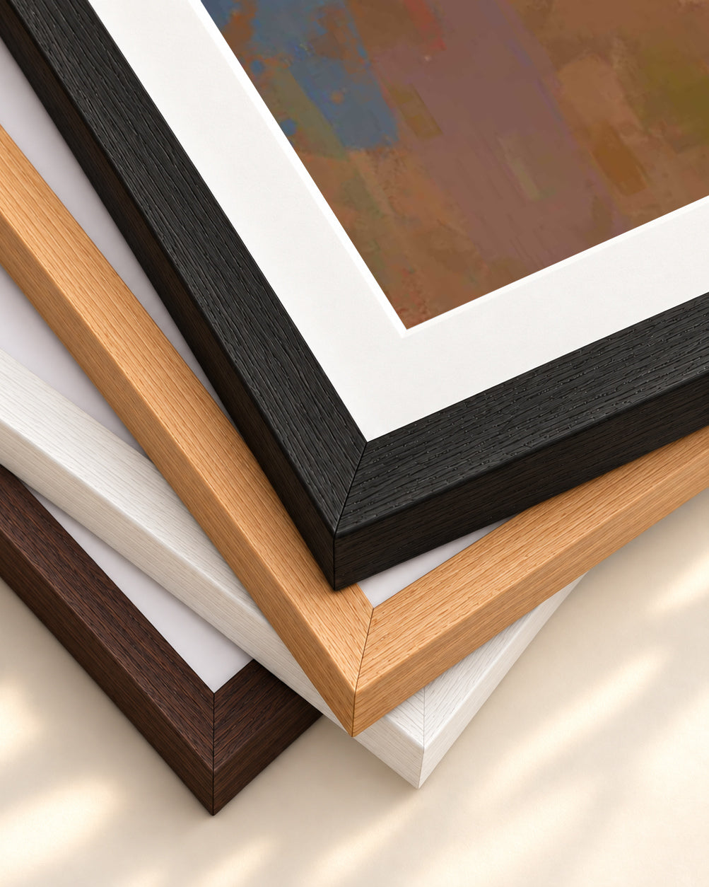 Desert Sands Abstract Art Print — framed print corner with 5 cm mount and bevel