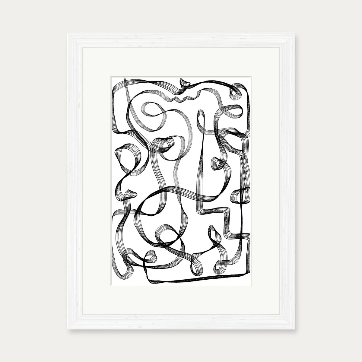 Dimensional Maze Lines Art Print — 30 x 40 cm — White Frame
