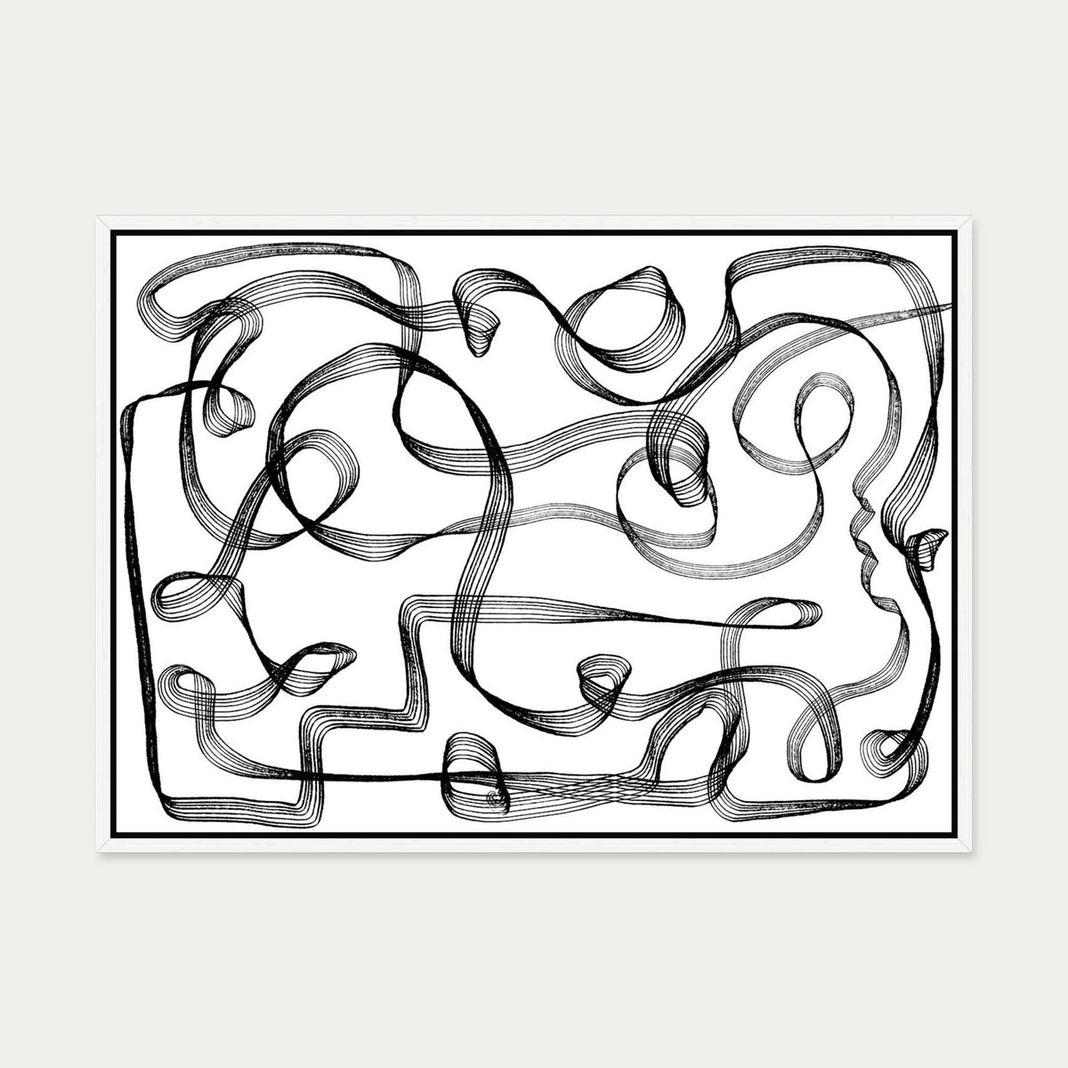 Dimensional Maze Lines Canvas Art — 50 x 70 cm — White Frame