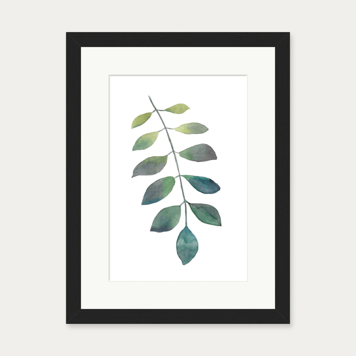 Dog Leaf Watercolour Art Print — 30 x 40 cm — Black Frame