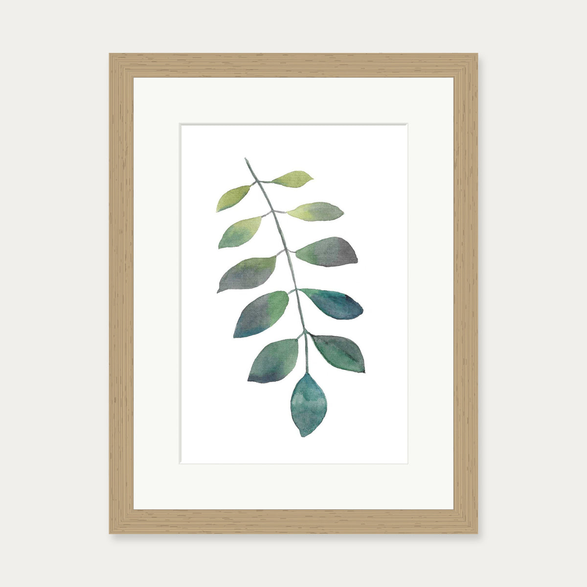 Dog Leaf Watercolour Art Print — 30 x 40 cm — Oak Frame