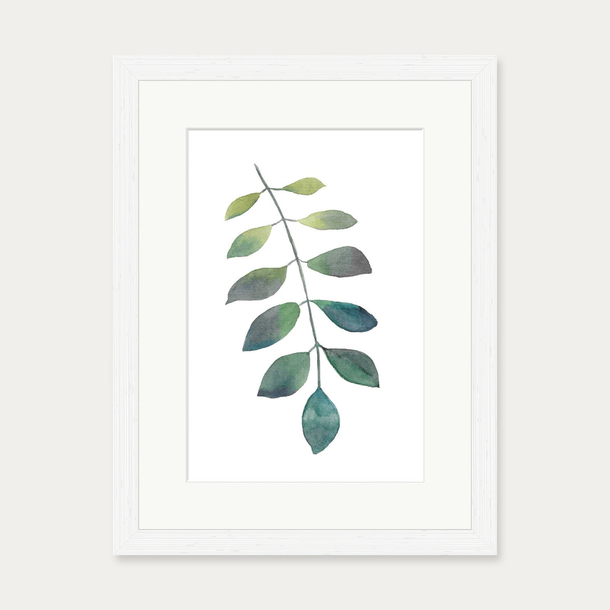 Dog Leaf Watercolour Art Print — 30 x 40 cm — White Frame