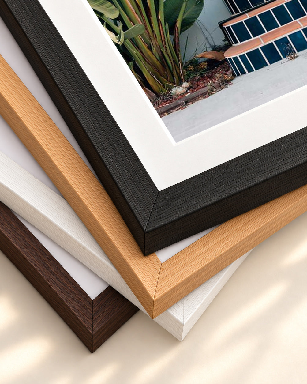 Door Tales II Art Print — framed print corner with 5 cm mount and bevel