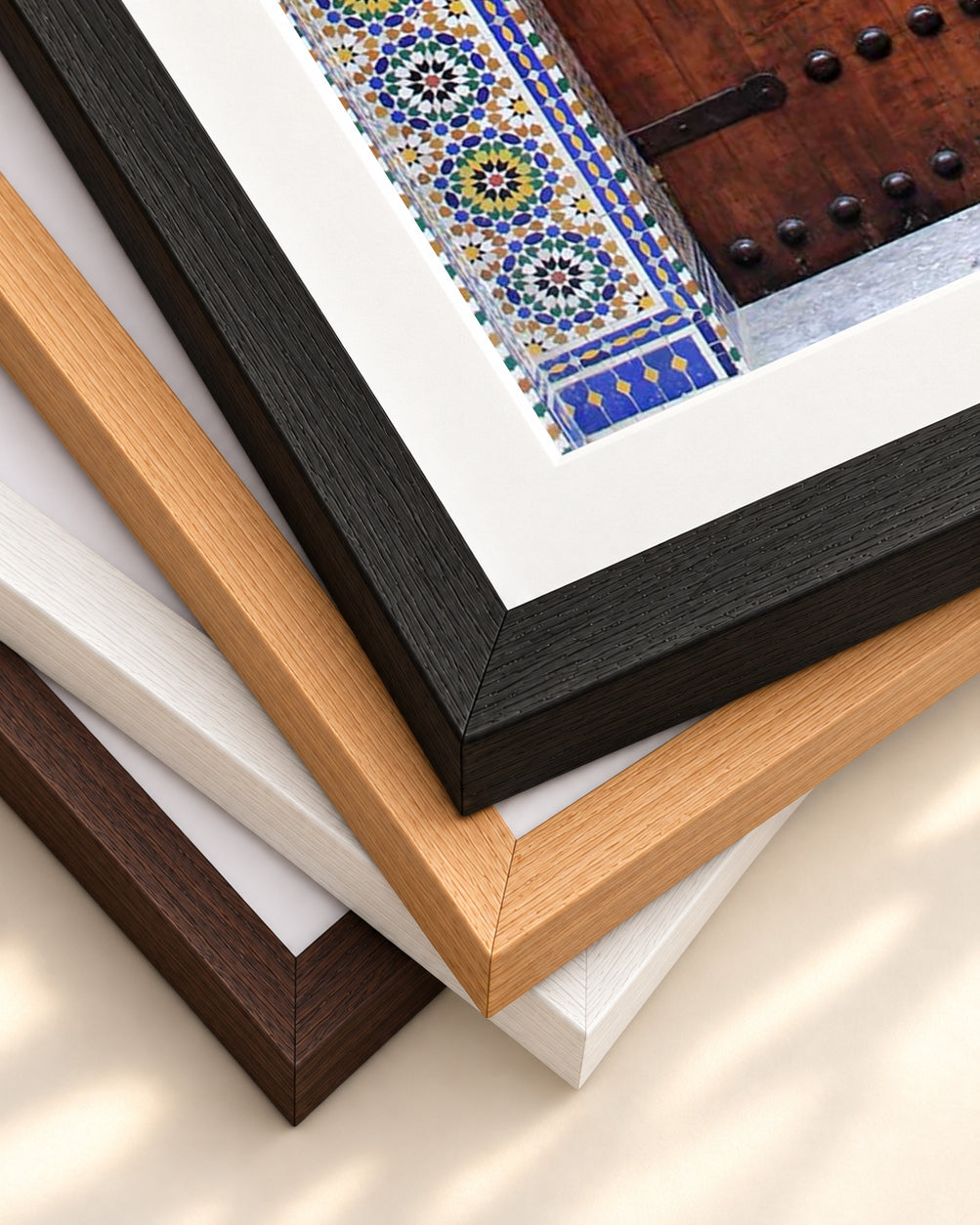 Door To Marrakech Poster — framed print corner with 5 cm mount and bevel